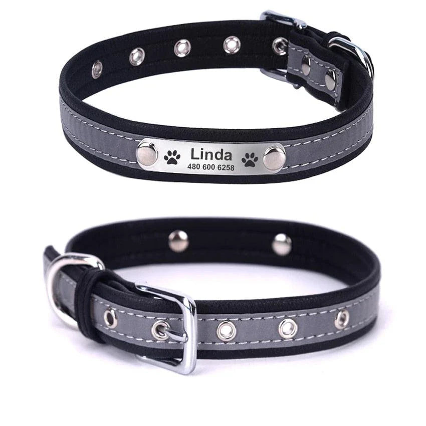 Premium Personalized Reflective Dog Collar in various colours and sizes, designed to enhance your canine's safety and style