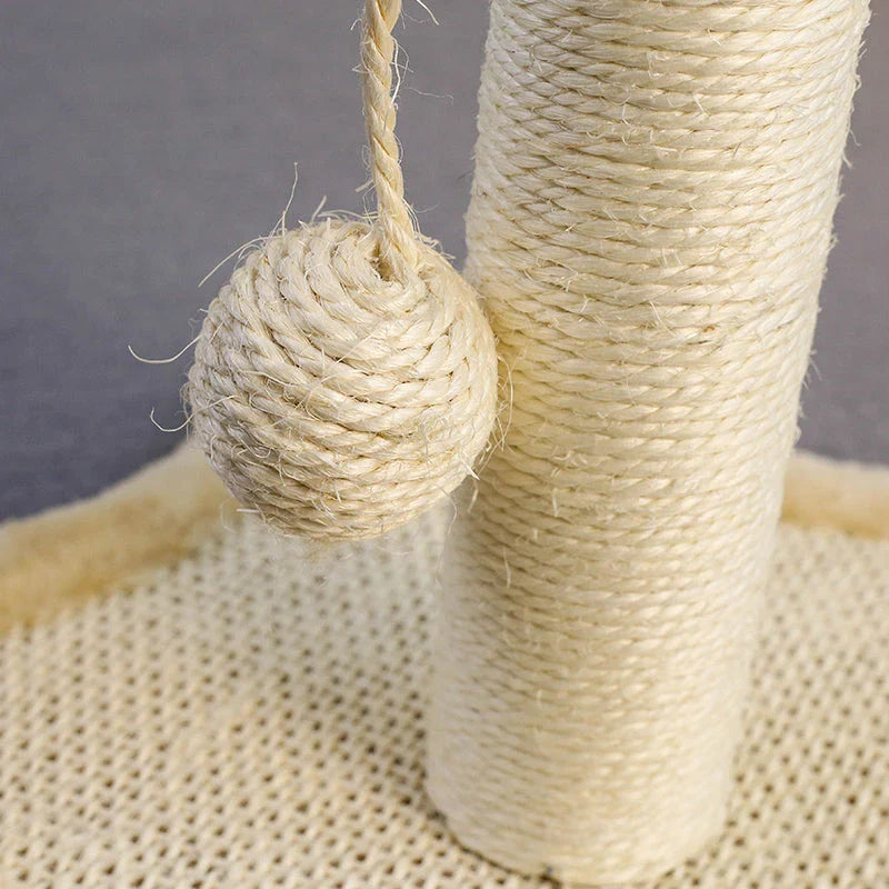Compact cat scratching post made with premium sisal rope and soft, durable carpet for furniture protection and cat entertainment
