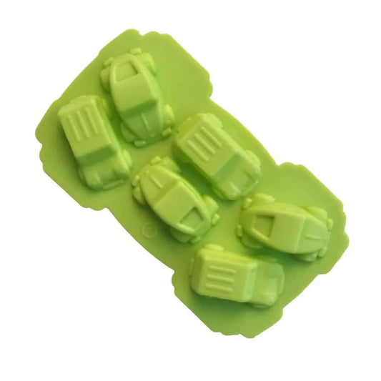 A premium silicone baking mould in the shape of charming cars, perfect for baking, crafting, and more