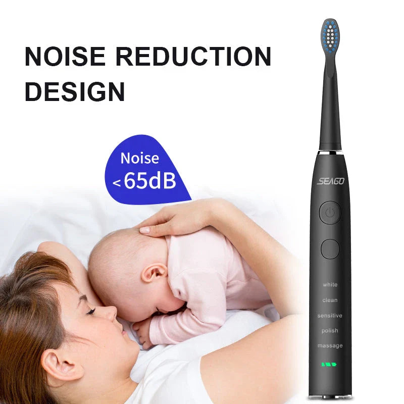 Premium Electric Sonic Toothbrush with Wireless Charging and Replacement Heads for Comprehensive Dental Care