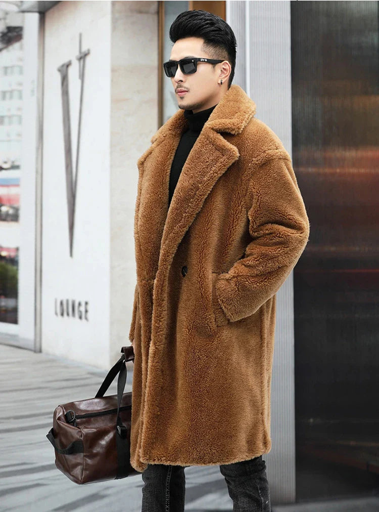 Premium British cashmere fur coat with tailored silhouette and stylish fur trim for exceptional winter warmth and elegance