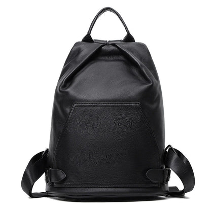 Premium anti-theft leather backpack with cowhide exterior and polyester lining for secure and stylish travel