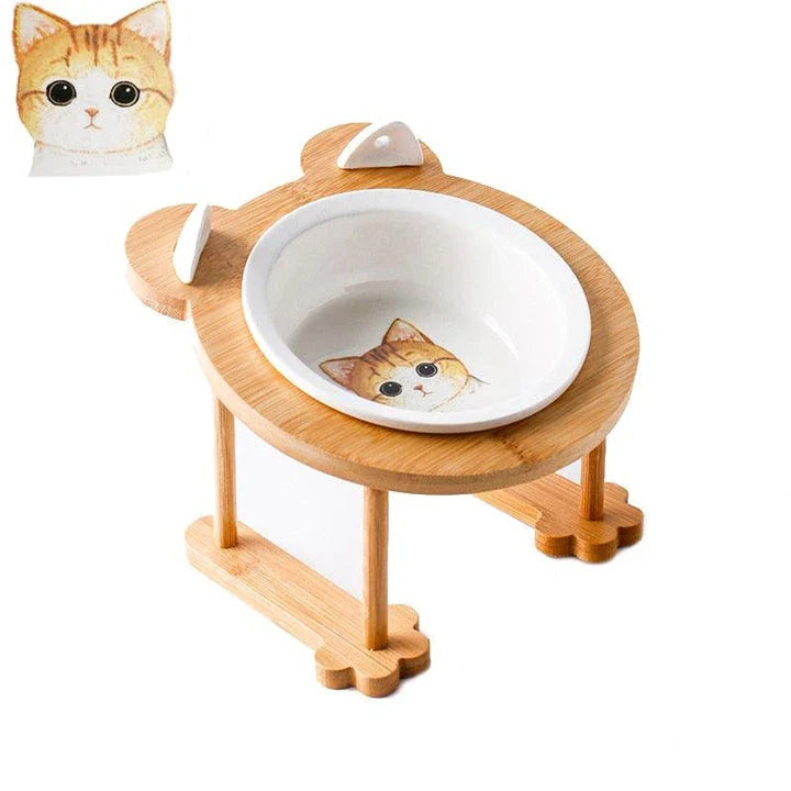 Ceramic Pet Bowl with Tilted Base in various colours, designed for comfort and style