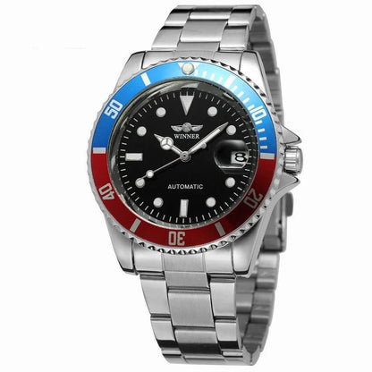 Premium automatic mechanical watch with stainless steel casing, mineral glass mirror, and various colour options for the modern gentleman