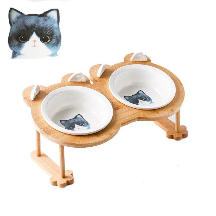 Ceramic Pet Bowl with Tilted Base in various colours, designed for comfort and style