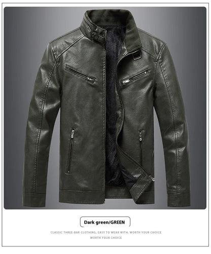 Stylish Fleece-Padded Jacket with PU Leather Accents in Various Colours