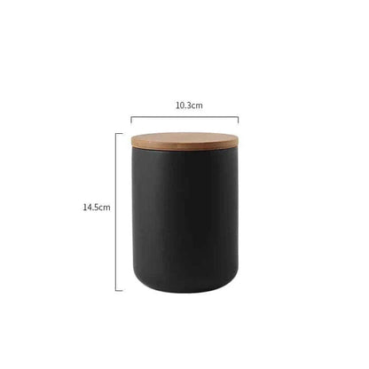 Elegant ceramic storage jars with airtight lids, available in small, medium, and large sizes for versatile kitchen organisation.