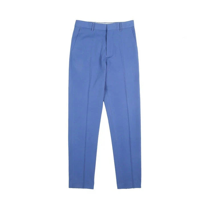 Premium men's suit trousers in a variety of colours, featuring a subtle textured drape and exceptional stretch for all-day comfort and style.