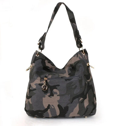Denim Canvas One-Shoulder Messenger Bag in Blue and Black Colours