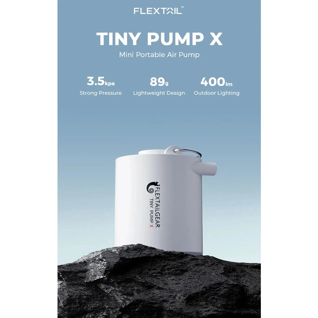 Compact portable electric air pump with built-in LED light for outdoor adventures and storage solutions