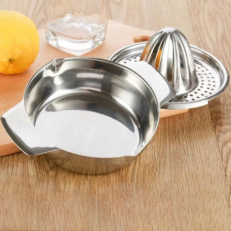 Premium stainless steel lemon juicer with sleek, elegant design for efficient citrus juice extraction
