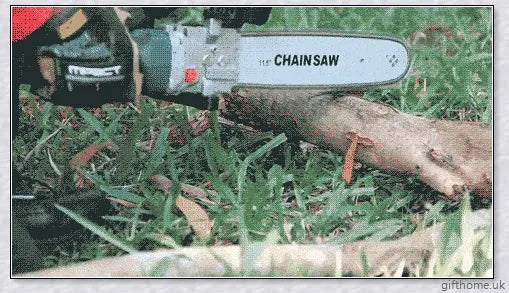 Angle grinder with attached chainsaw bracket, suitable for cutting wood, trees, and other DIY projects