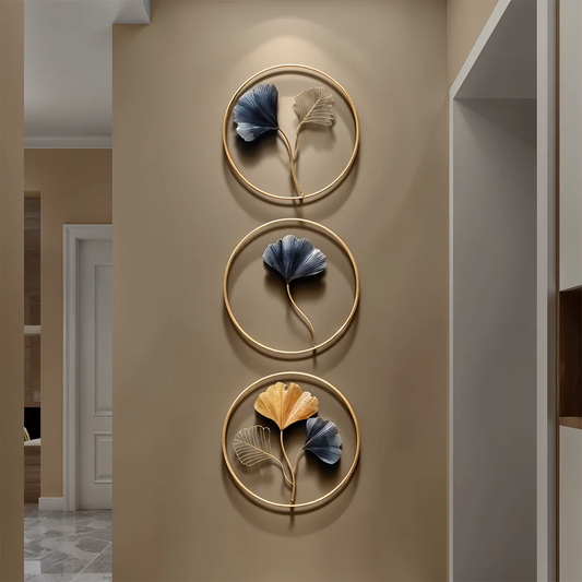 Sophisticated metal ginkgo leaf wall hanging with modern and elegant design, perfect for enhancing home decor.