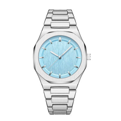 Sophisticated octagonal dial men's watch with stainless steel case and mineral-reinforced glass crystal