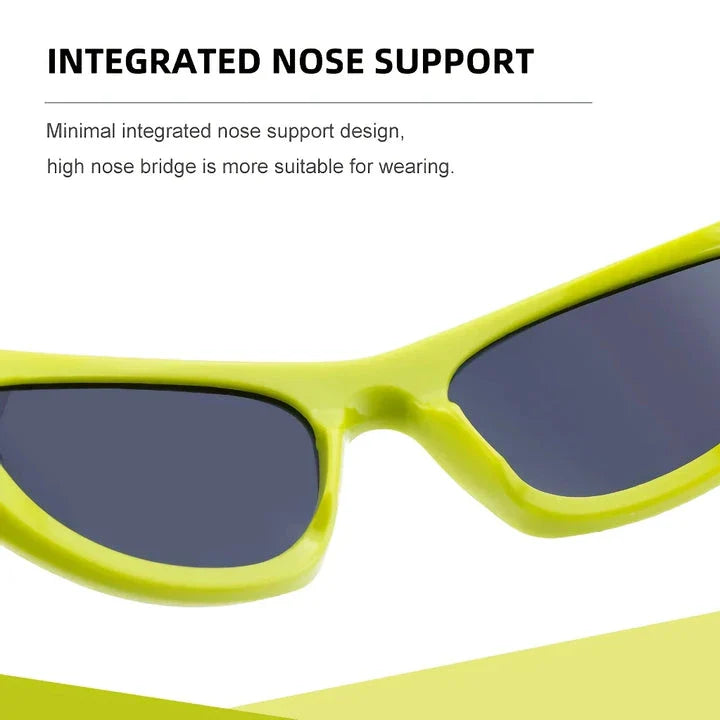 Pair of premium polarized cat eye sports sunglasses with blue-gray frames and lenses