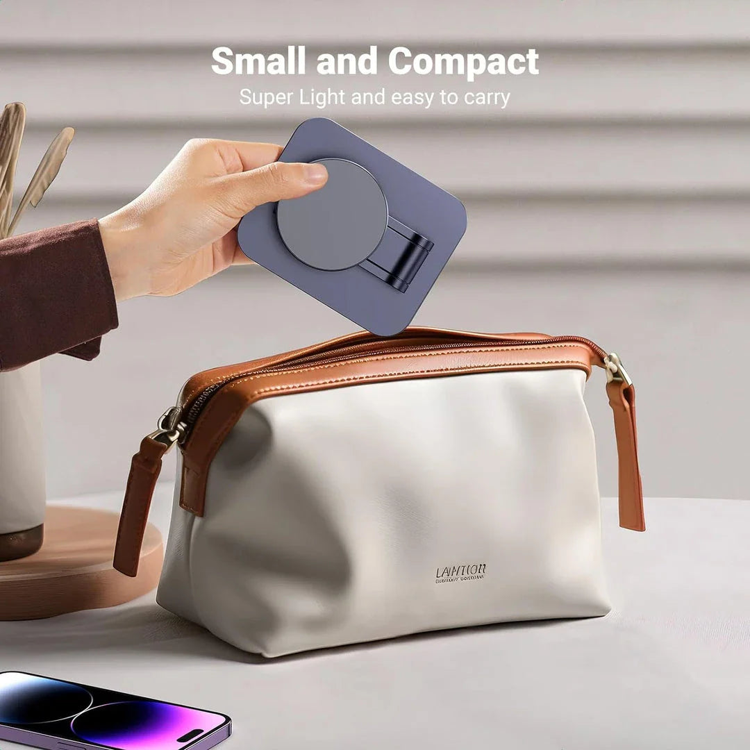 Magnetic phone holder with adjustable stand and 360-degree rotation for hands-free convenience