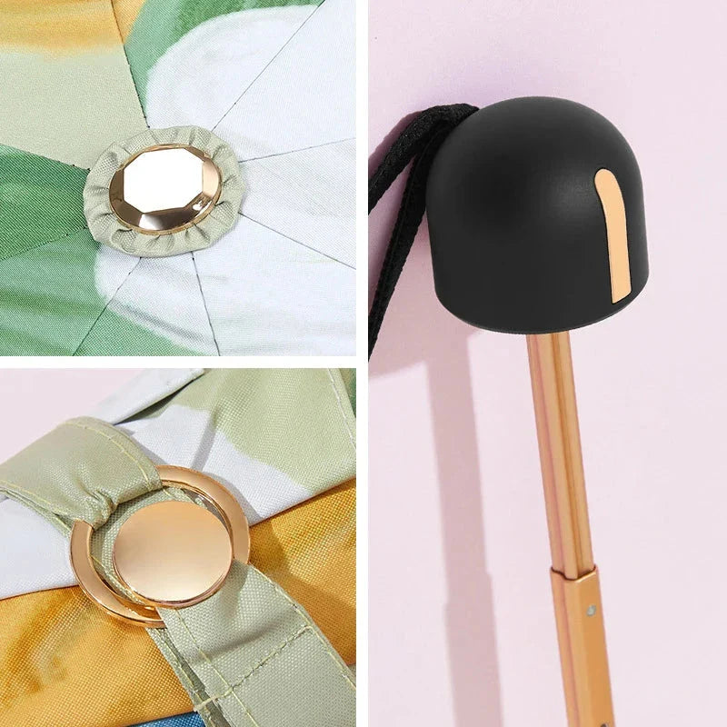Flower Pocket Mini Phone Umbrella with a floral pattern, providing stylish rain and sun protection