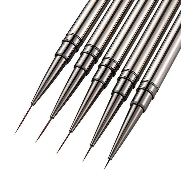 Premium metal nail art brushes in various sizes for intricate designs and patterns