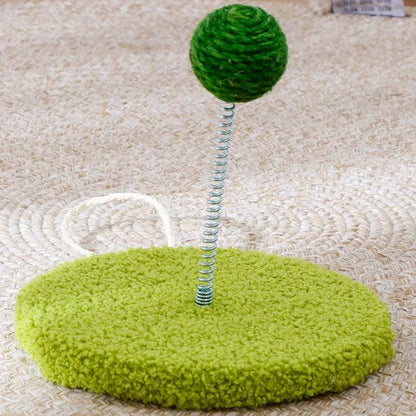 Premium cat scratch board with sisal material and interactive ball toy for feline entertainment and furniture protection