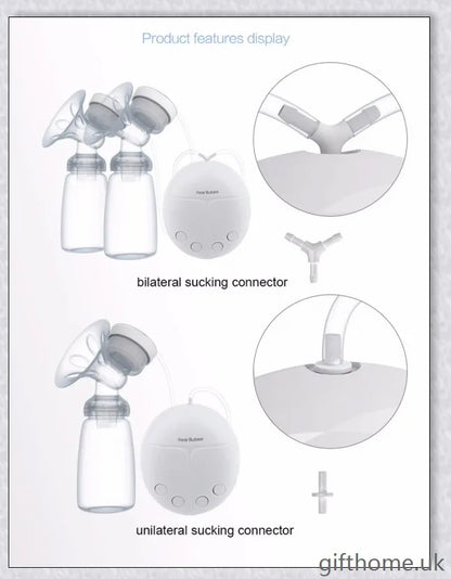 Premium electric double breast pump with hospital-grade design, soft massage cushions, and versatile power options for UK mothers