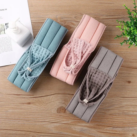 Premium 3-Piece Body Scrubber and Back Massage Bath Brush Set in various colours - pink, blue, and coffee