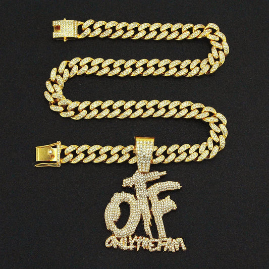 Exquisite diamond-inlaid letter pendant necklace with adjustable Cuban chain in gold and silver colour options