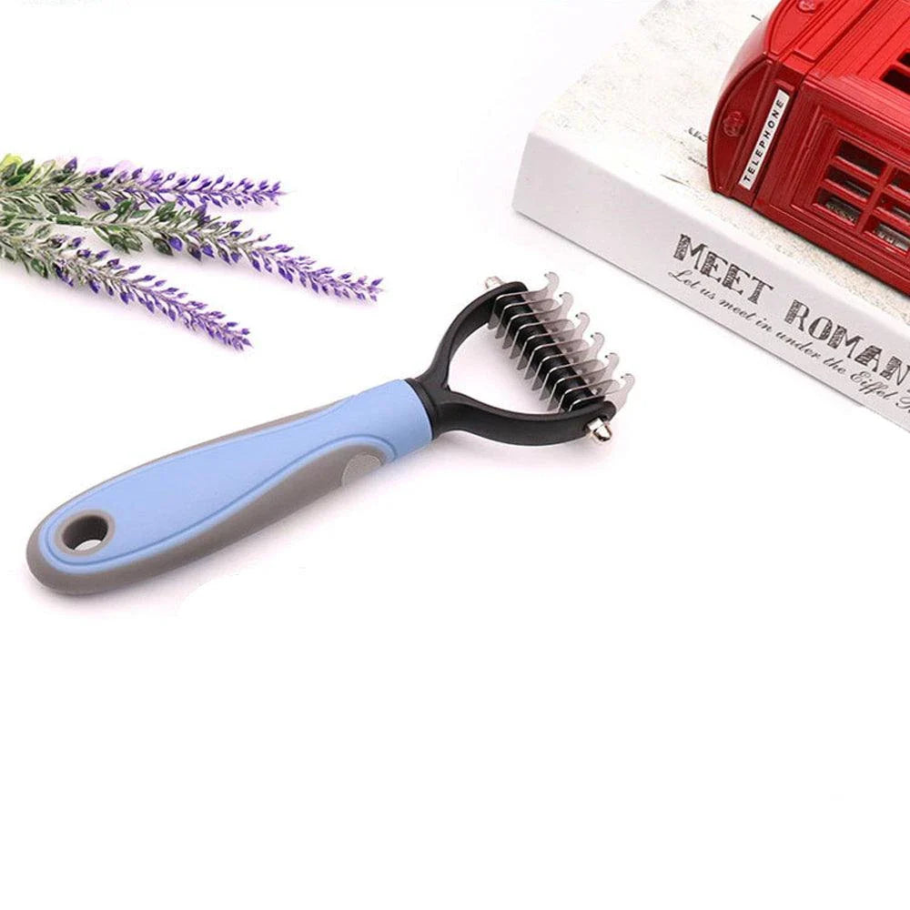 Premium detangling dog comb made of plastic and metal for smooth, tangle-free fur
