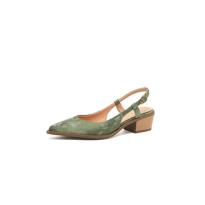 Elegant slingback leather pumps with a stylish mule design, secure buckle closure, and 4cm square heel
