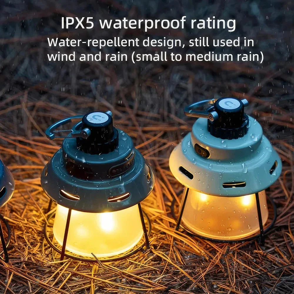 Portable Camping Light with four-level lighting, magnetic attachment, and convenient hook for versatile outdoor illumination