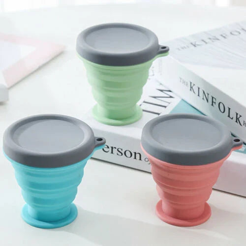 Portable Silicone Telescopic Foldable Drink Folding Cup in Blue Colour