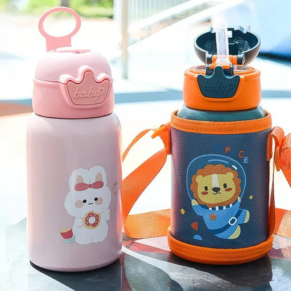 Cute purple unicorn-themed thermos bottle with a large 500ml capacity and stainless steel construction, designed to keep drinks warm or cold for extended periods.