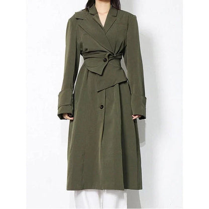Elegant high-waist windbreaker trench coat for women with adjustable sleeves and a flattering silhouette