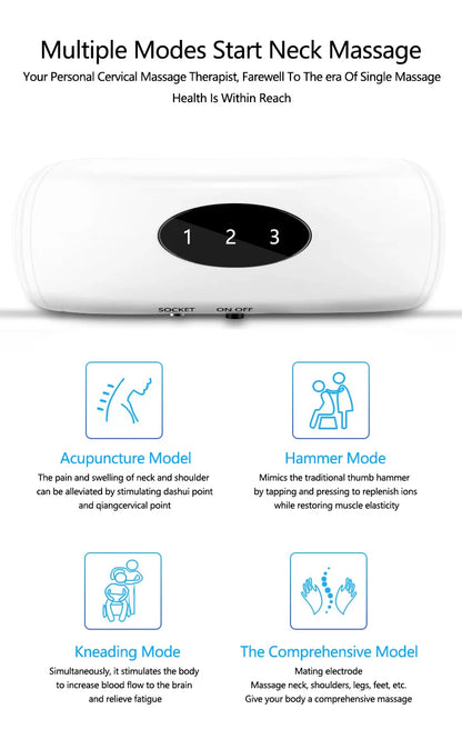 A wireless neck massager with an adjustable design for targeted neck pain relief and muscle relaxation.
