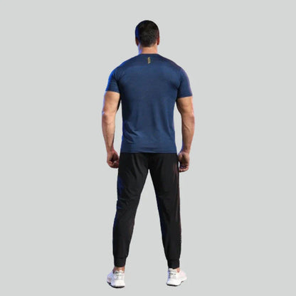 Men's summer sports t-shirt in black, white, grey, navy, and lake blue colours with quick-drying, breathable, and UV-protective features
