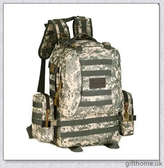 Rugged 50L outdoor camping backpack with durable nylon construction, waterproof lining, and adjustable straps for comfortable all-day wear