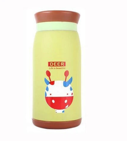 Stylish stainless steel vacuum insulated thermomug with playful cartoon design, available in various vibrant colours