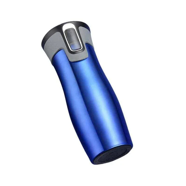 Premium Stainless Steel Coffee Thermos in a variety of stylish colours, including black, pink, blue, gold, and silver.