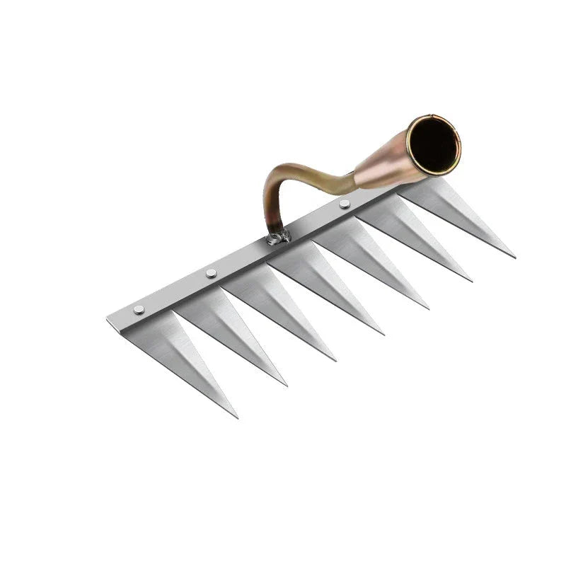 Premium multi-purpose gardening hoe with high carbon steel construction and a range of tooth count options for versatile weeding and soil preparation tasks
