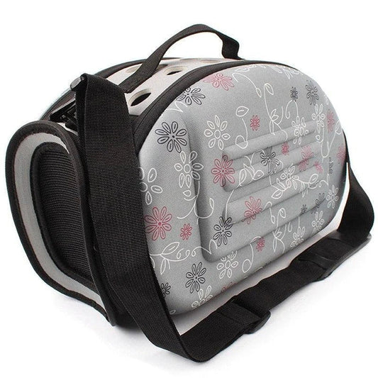 Premium breathable dog carrier in champagne colour with plush polyester lining and mesh panels for comfortable pet travel