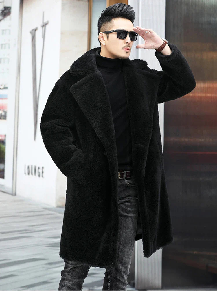 Premium British cashmere fur coat with tailored silhouette and stylish fur trim for exceptional winter warmth and elegance