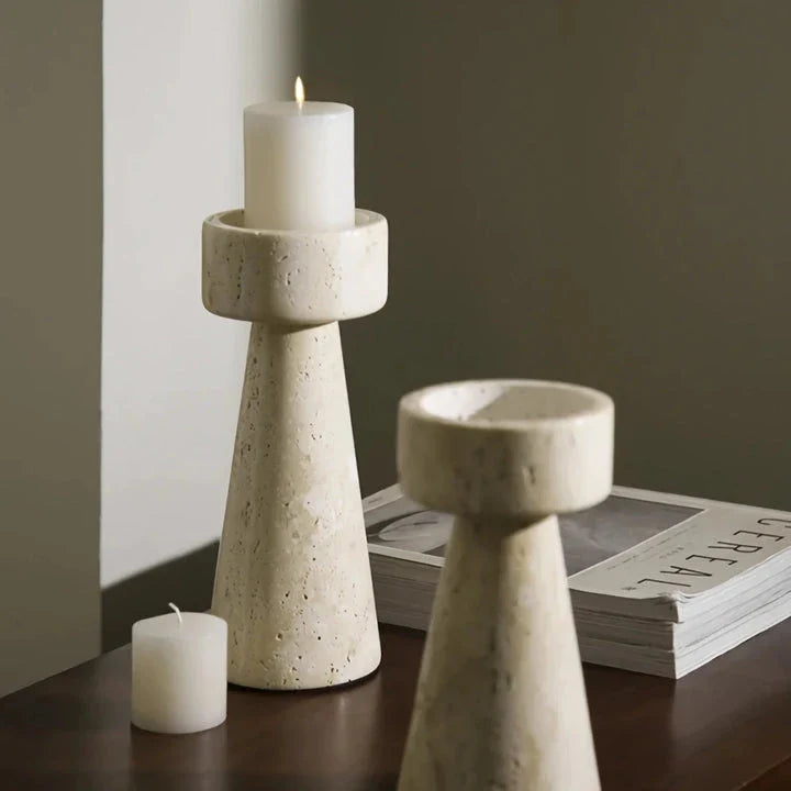 Minimalist Travertine Marble Candle Holder for Elegant Home Décor