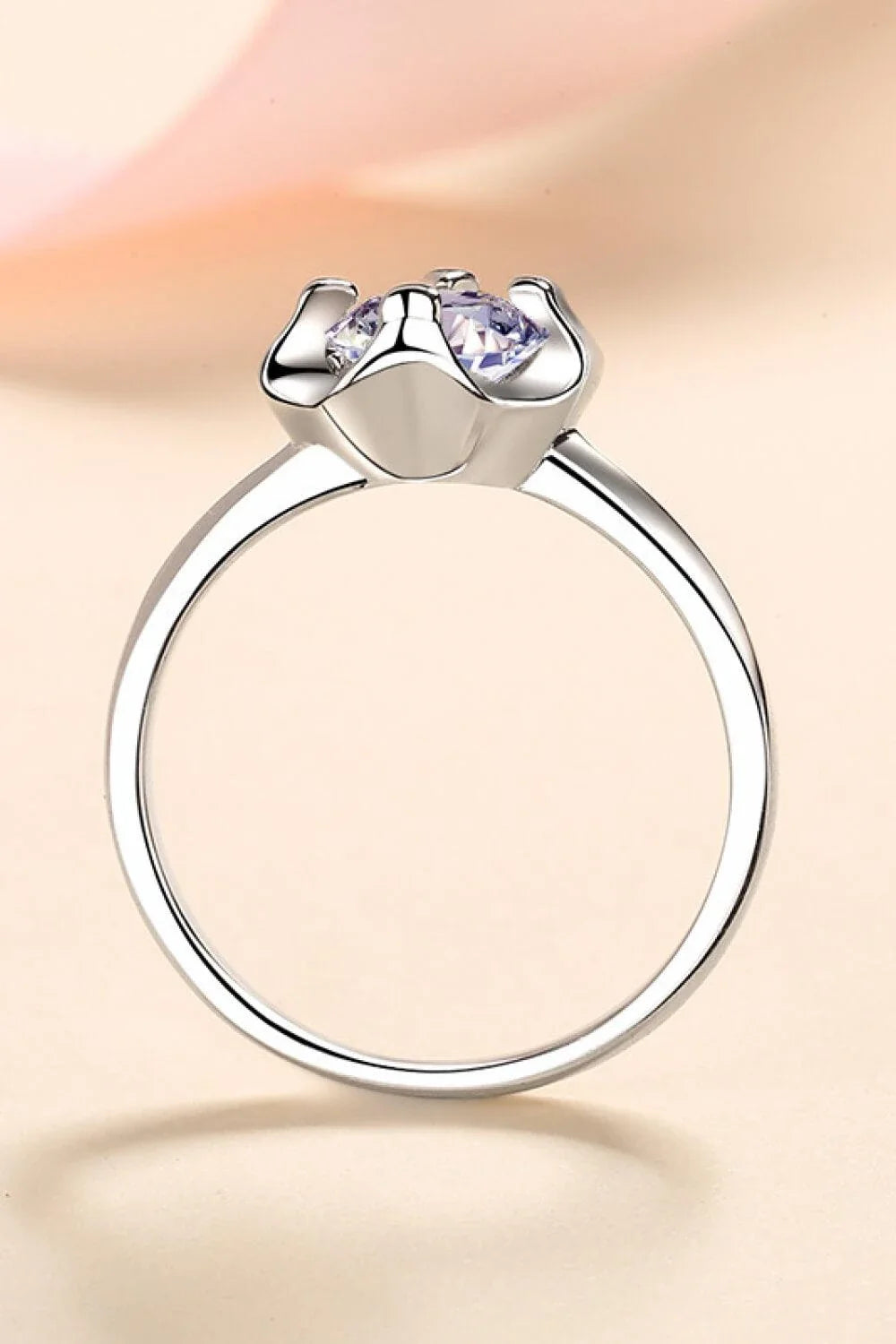 Elegant moissanite and sterling silver ring with a minimalist design, perfect for everyday wear in the UK