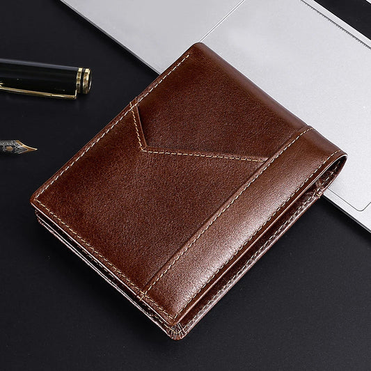 Premium leather wallet with RFID-blocking technology, featuring a smooth, elegant design for the discerning gentleman