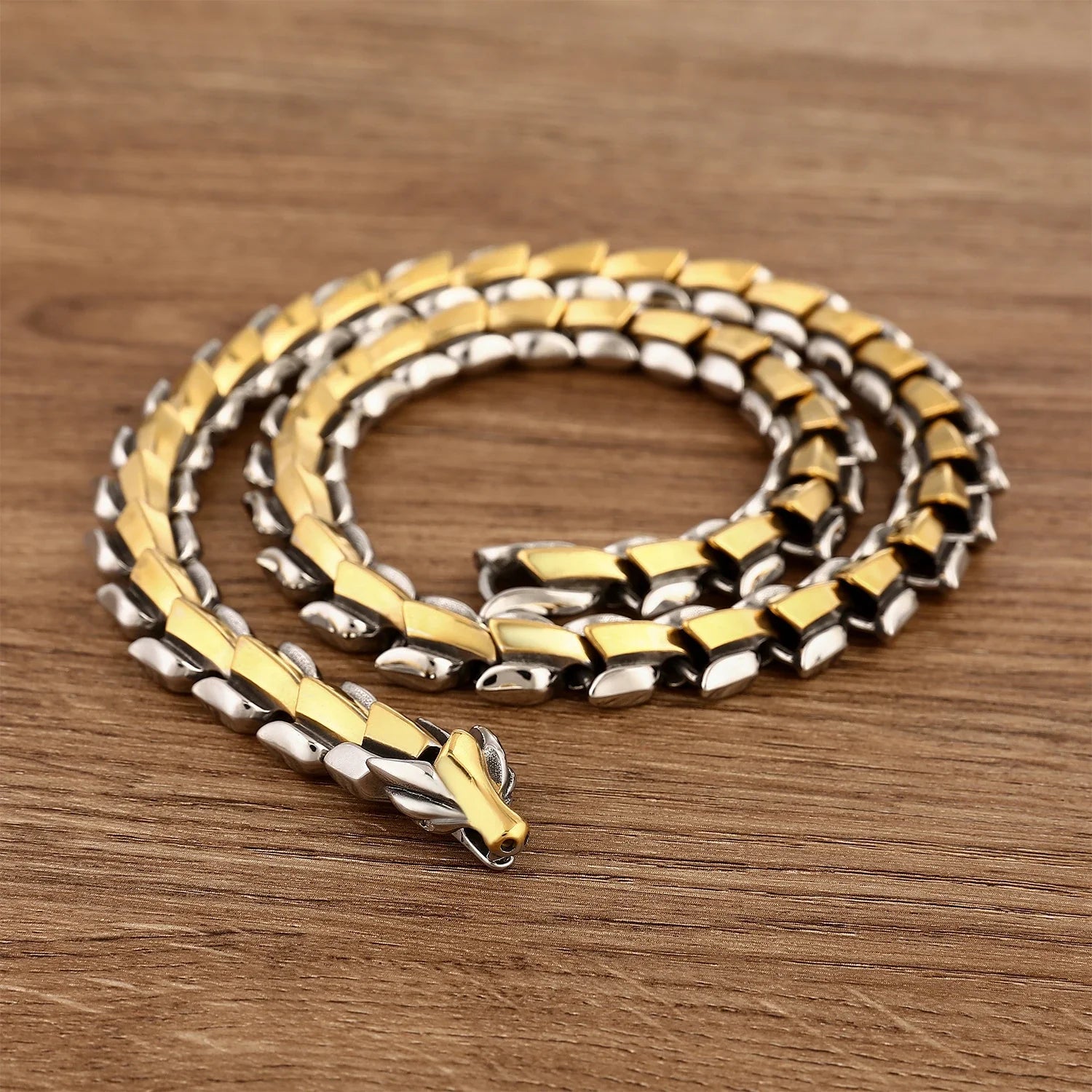 Titanium Steel Men's Necklace with Animal and Zodiac Designs in Steel, Black, and Gold Colors