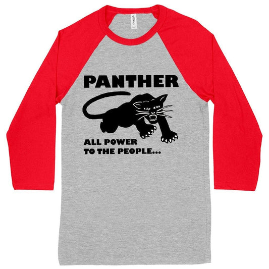 Black Panther Power Baseball T-Shirt - Stylish Men's Graphic Tee with Contrast Raglan Sleeves and Panther Graphic