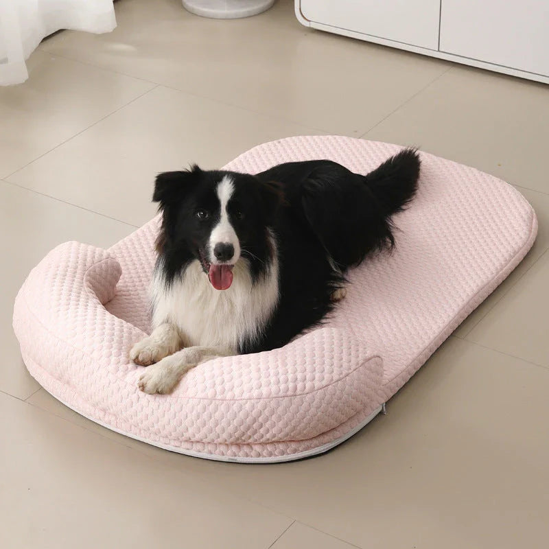 A breathable, ice-filled pet cooling mat in a variety of stylish colours for use in kennels, beds, or anywhere your pet lounges.