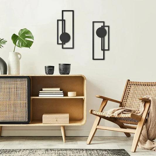 Elegant Nordic-inspired metal wall decor set featuring sleek black silhouette designs