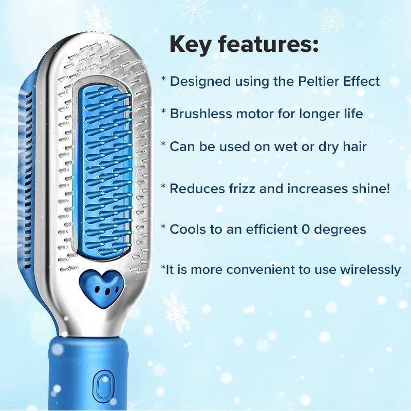 Cold Comb Electric Hair Straightener and Curler with digital temperature control and 360° rotatable cord