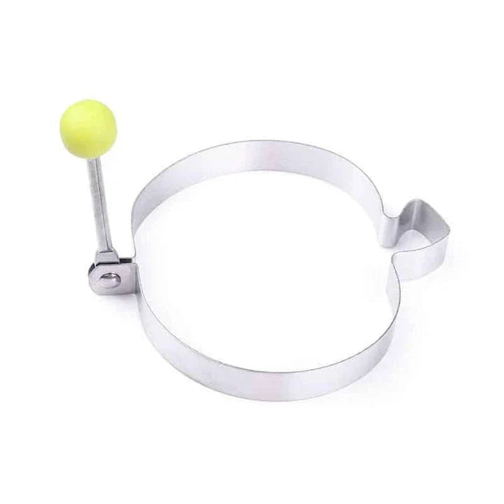 Premium stainless steel fried egg mould in various shapes including circle, flower, heart, and star