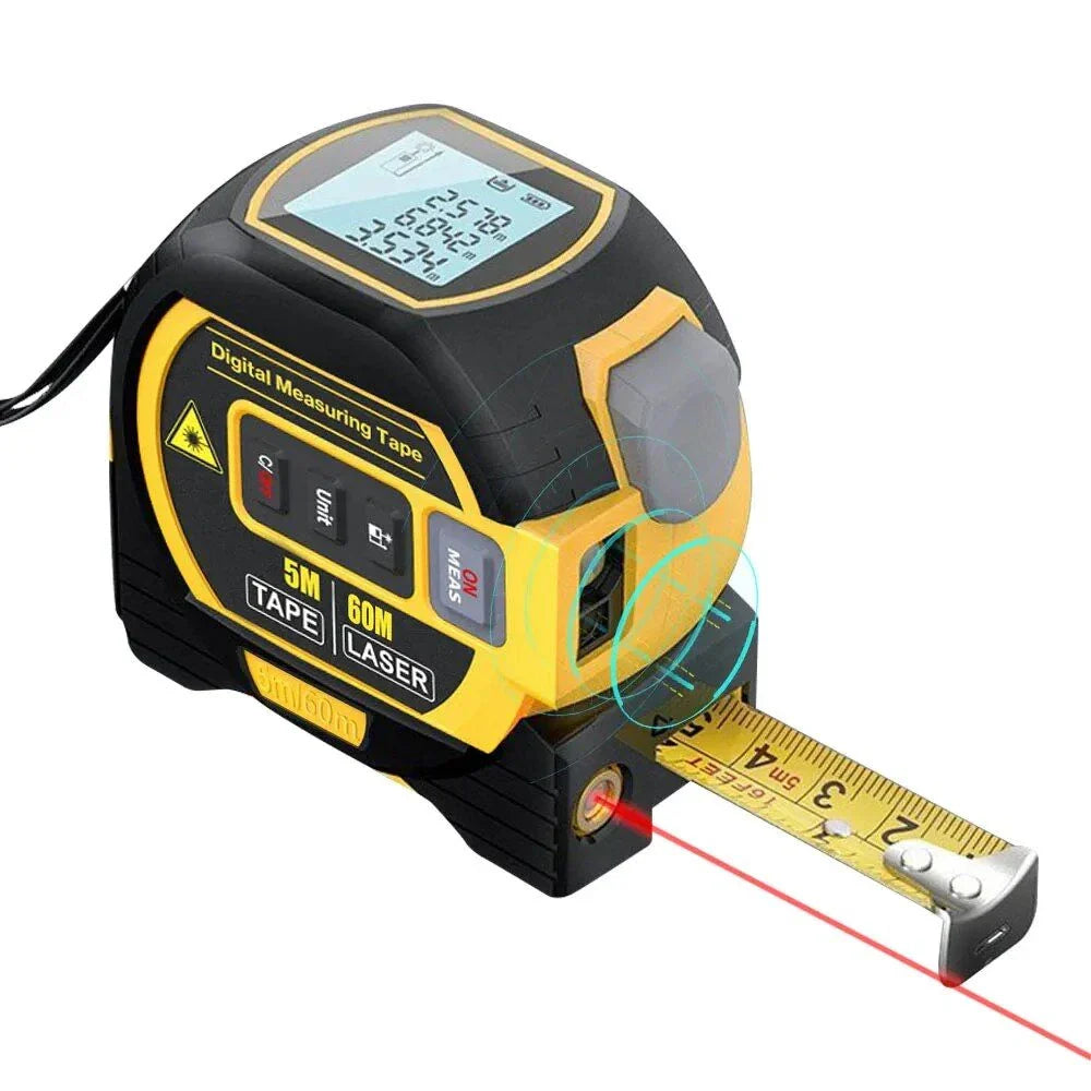 Premium Laser Distance Meter with 5m Tape Measure and Cross-Marking Functionality